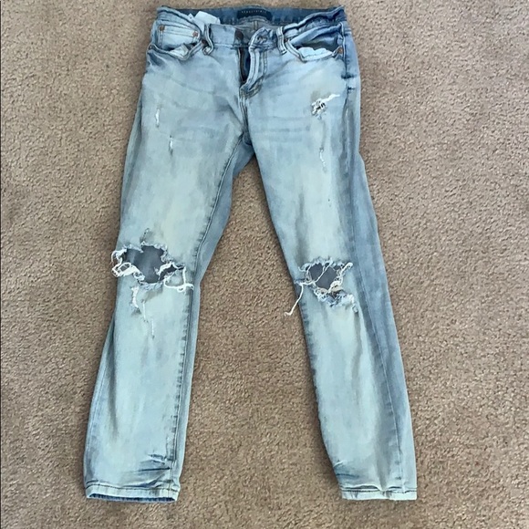 Mens Light Blue Ripped Jeans Size 28x28 